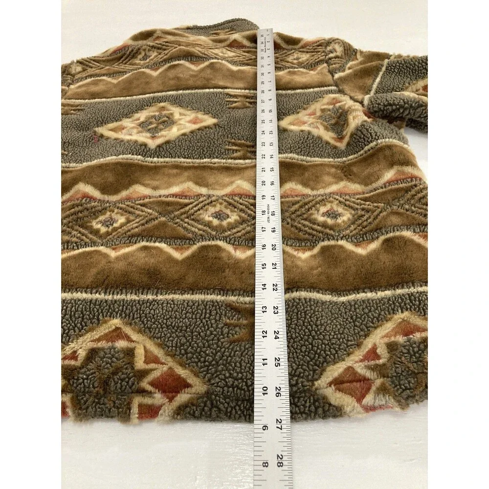 Vintage Woolrich Women’s L Brown Aztec Fleece Southwest Full Zip Jacket - Picture 11 of 11